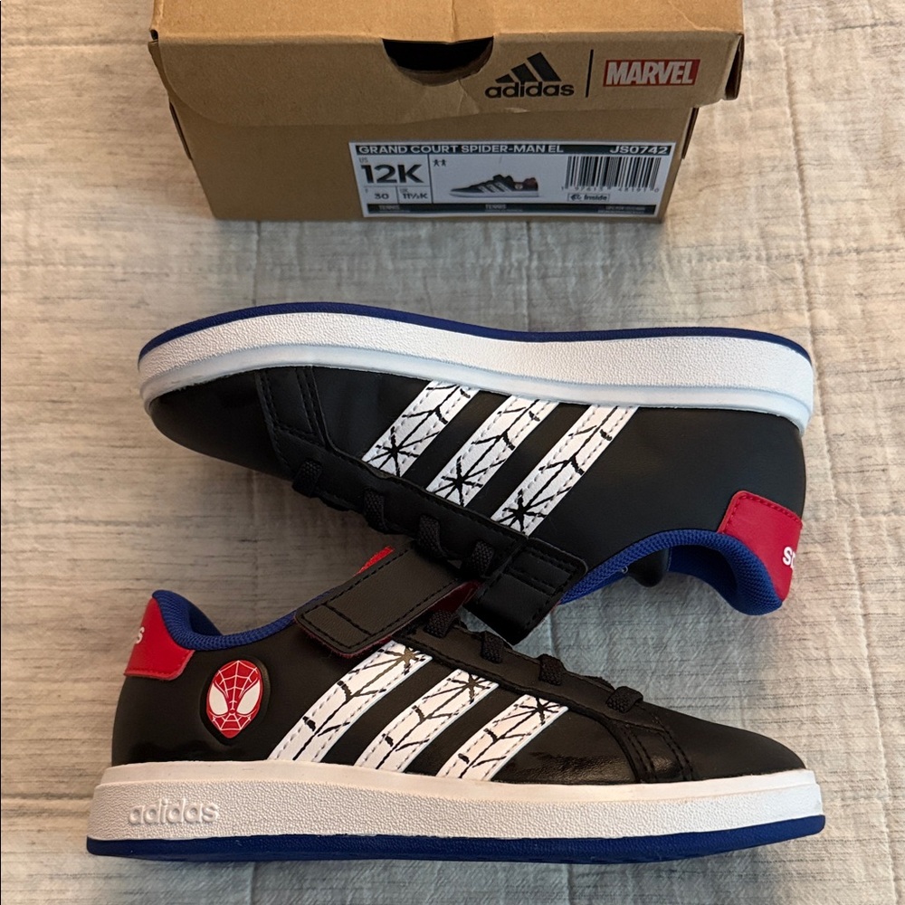 Adidas Grand Court Marvel Spider-Man Black and White Kids Shoes
